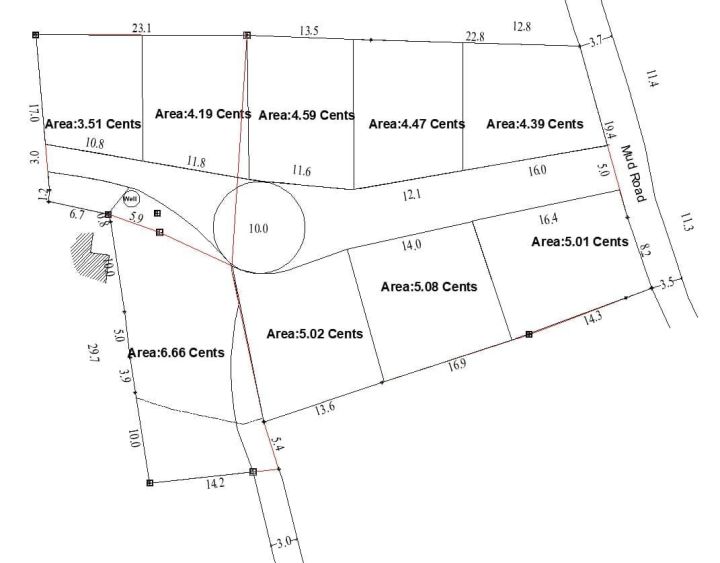 3 to 7 cents land as square plots suitable for villa