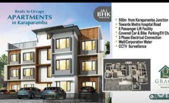 Brand new apartments 3bhk - 58lakhs & 2bhk - 55lakhs at Karaparamba