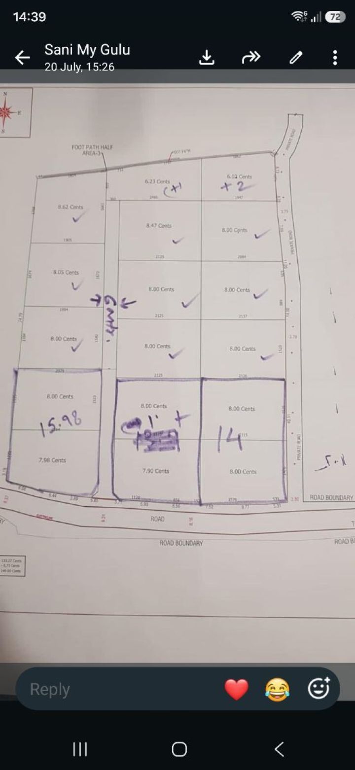 Plots ranging from 8 to 20 cents (8, 10, 12, and 20 cents)