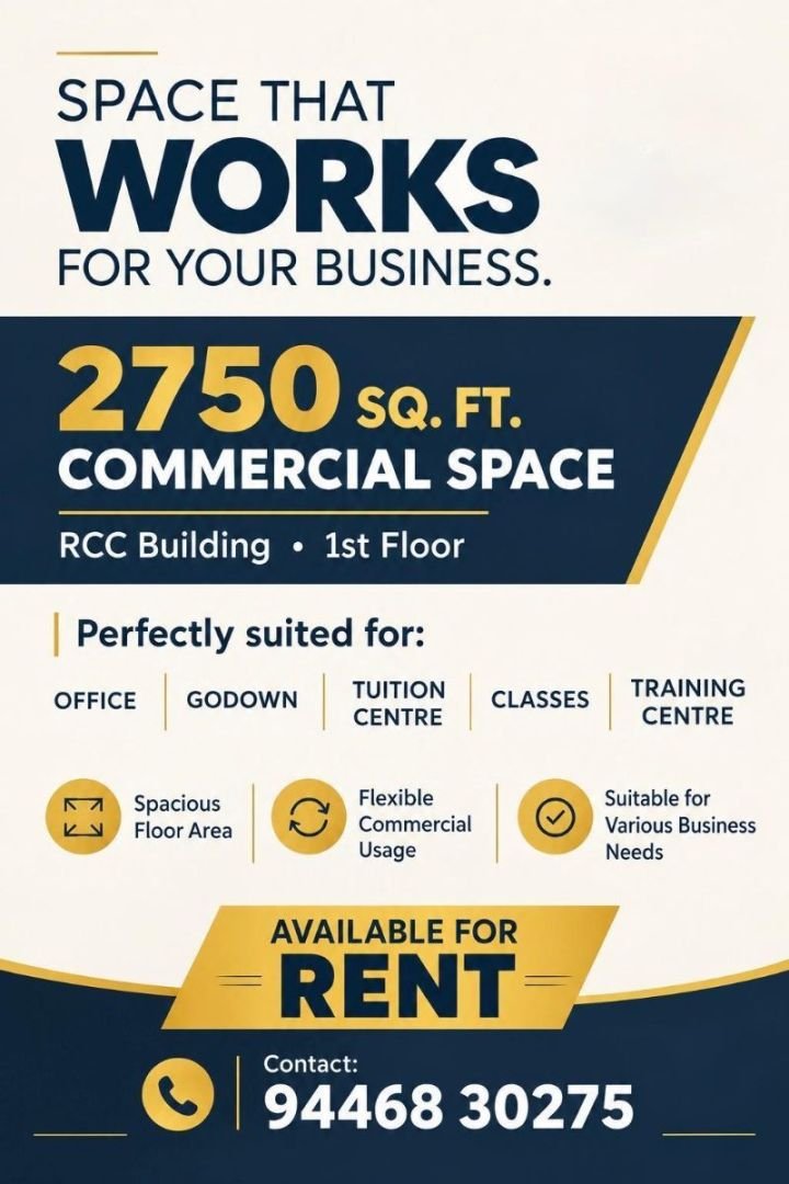 SPACE FOR RENT RCC BUILDING 2750SQFT