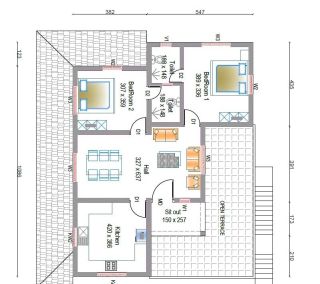 2BHK with balcony and newly built house for rent