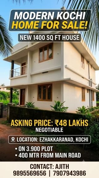 New 3 bedroom House for Sale - Ezhakkaranad, Kochi