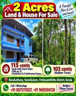 Land & House For Sale - Narakathany, Vennikulam, Pathanamthitta Dist.