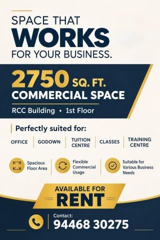 SPACE FOR RENT RCC BUILDING 2750SQFT